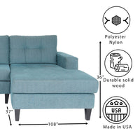 Blue L Shaped Sectional Sofas for Living Room, Modern Sectional Couches for Bedrooms, Apartment with Solid Wood Frame (Polyester Nylon)