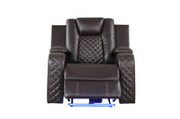 Benz LED & Power Recliner 3 PC Made With Faux Leather in Brown