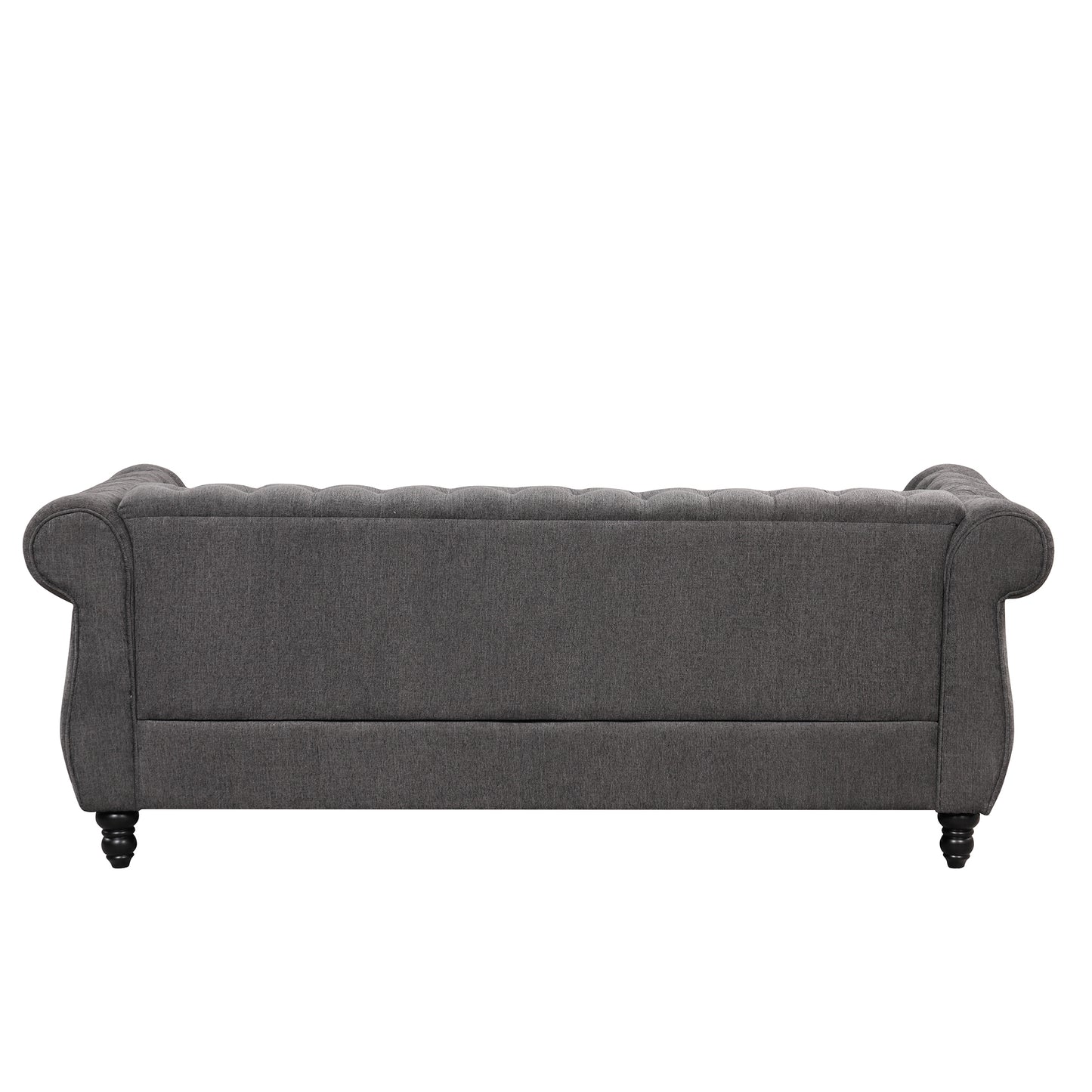 82" modern sofa Dutch plush upholstered sofa, solid wood legs, buttoned tufted backrest, gray