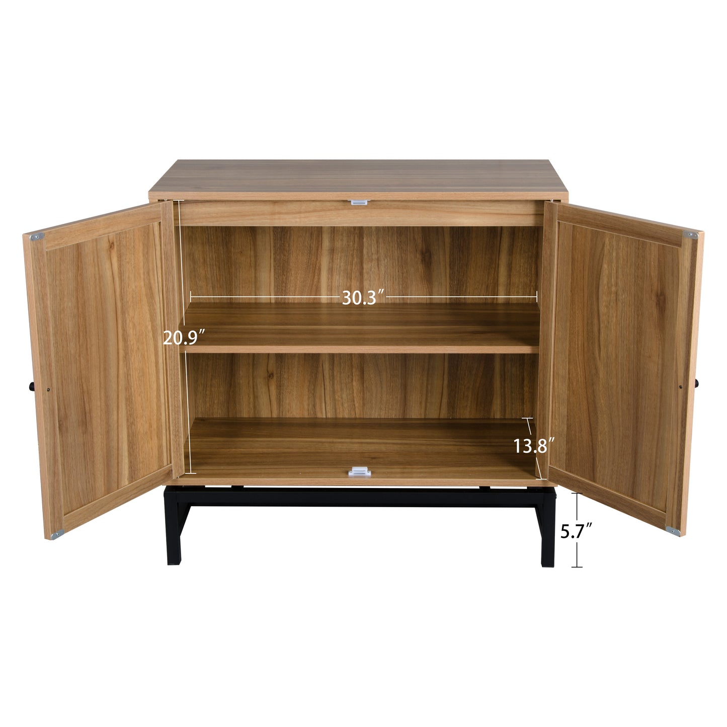 Natural rattan, 2 door cabinet, with 1 Adjustable Inner Shelves, rattan, Accent Storage Cabinet