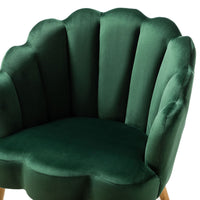 Flora Scalloped Velvet Arm Chair-GREEN