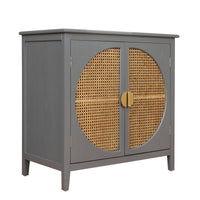 2 door cabinet with semicircular elements,natural rattan weaving,suitable for multiple scenes such as living room, bedroom, study room