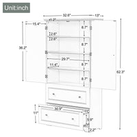 Wide Bathroom Storage Cabinet, Freestanding Storage Cabinet with Two Drawers and Adjustable Shelf, MDF Board with Painted Finish, Grey