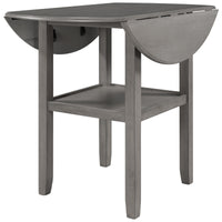 TOPMAX Farmhouse Round Counter Height Kitchen Dining Table with Drop Leaf  and One Shelf for Small Places, Gray