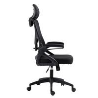 Ergonomic Office Desk Chair with wheels High Back Computer Task Chair Home Mesh Swivel Desk Chair with Adjustable Back Height & Flip up Arms & Lumbar Support & Headrest for Home/Study/Working(Black)