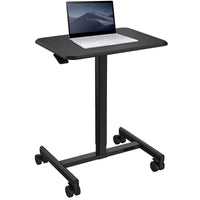 Mobile Laptop Computer Desk, Height-Adjustable from 28.5" to 42.9", Pneumatic Adjustment Height, Rolling Desk, Mobile Table for Home and Office, Black