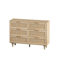 43.31"6-Drawers Rattan Storage Cabinet Rattan Drawer,for Bedroom,Living Room,Natural