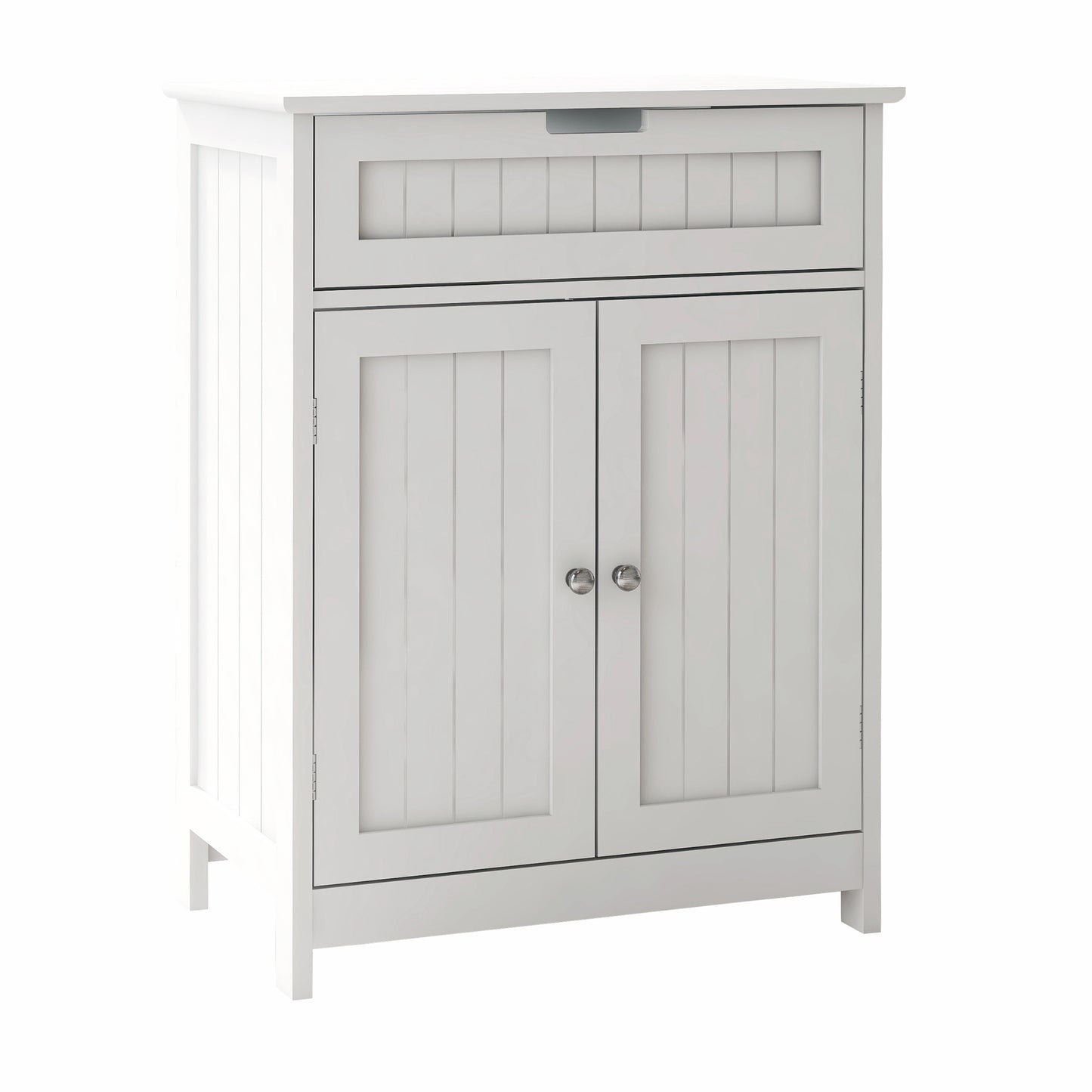 Bathroom Floor Cabinet Freestanding 2 Doors and 1 Drawer Wood Storage Organizer Cabinet for Bathroom and Living Room-White