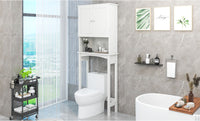 Over-The-Toilet Bathroom Cabinet with Shelf and Two Doors Space-Saving Storage, Easy to Assemble, White