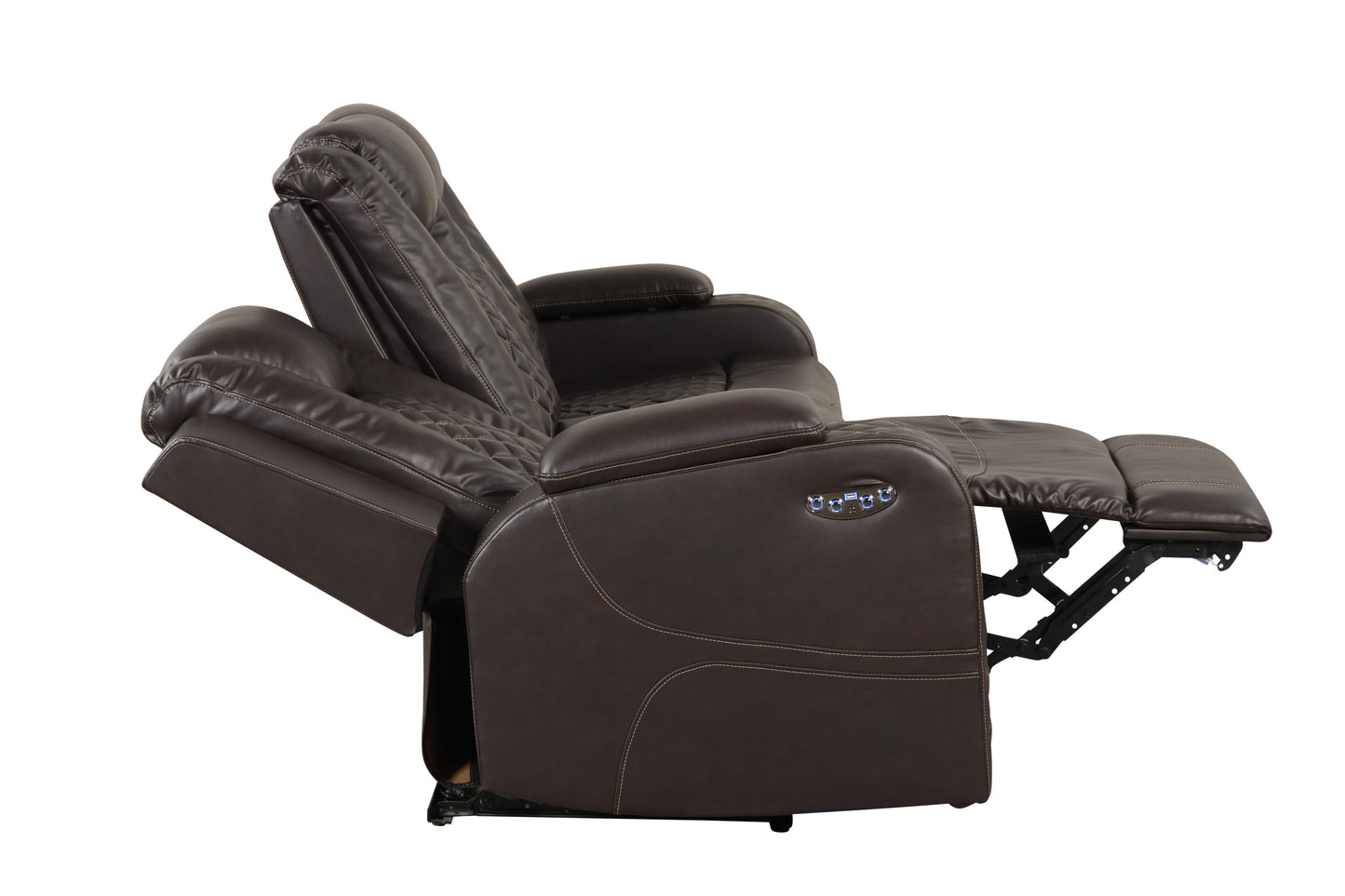 Benz LED & Power Recliner 3 PC Made With Faux Leather in Brown