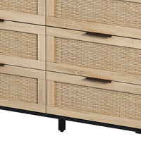 43.31"6-Drawers Rattan Storage Cabinet Rattan Drawer,for Bedroom,Living Room,Black