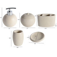 Concrete terrazzo Bath Accessory Set,White Sandstone Color