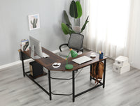 Modern Design L-Shaped Desk Corner Computer Desk PC laptop Computer Table Study Desk Home Office Wood & Metal Pella oak（包含机箱托，书包挂钩，布抽收纳袋）