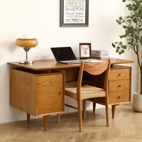 Oak Simple and Elegant Oak Writing Desk - Functional Office Desk with 57.08 Inches of Writing Space