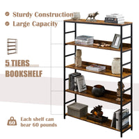 [VIDEO] 5-Tier Home Office Bookcase Open Bookshelf Storage Large 5 Shelf Bookshelf Furniture with Metal Frame, Brown