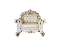 ACME Vendom Chair w/Pillow, Champagne PU & Antique Pearl Finsih LV01326