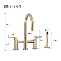 Double Handle Bridge Kitchen Faucet with Side Spray