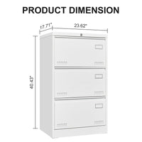 Filing Cabinet Lateral File Cabinet 3 Drawer, White Filing Cabinets with Lock, Locking Metal File Cabinets Three Drawer Office Cabinet for Legal/Letter/A4/F4 Home Offic