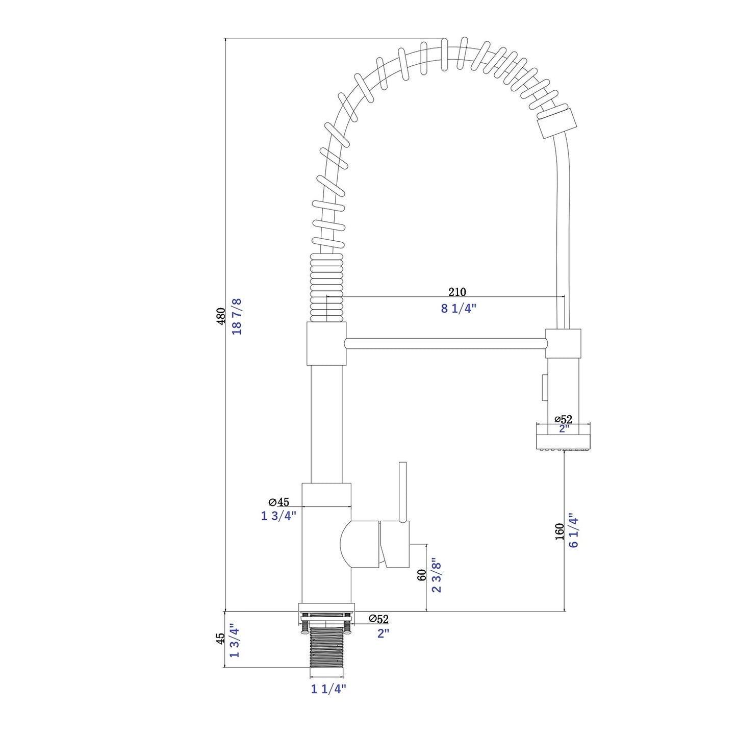 Single Handle Pull Down Sprayer Kitchen Sink Faucet