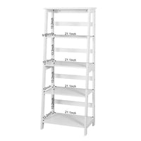 Basics Modern 5-Tier Ladder Wooden shelf Organizer, White 13.7" D x 23.6" W x 58.1" H