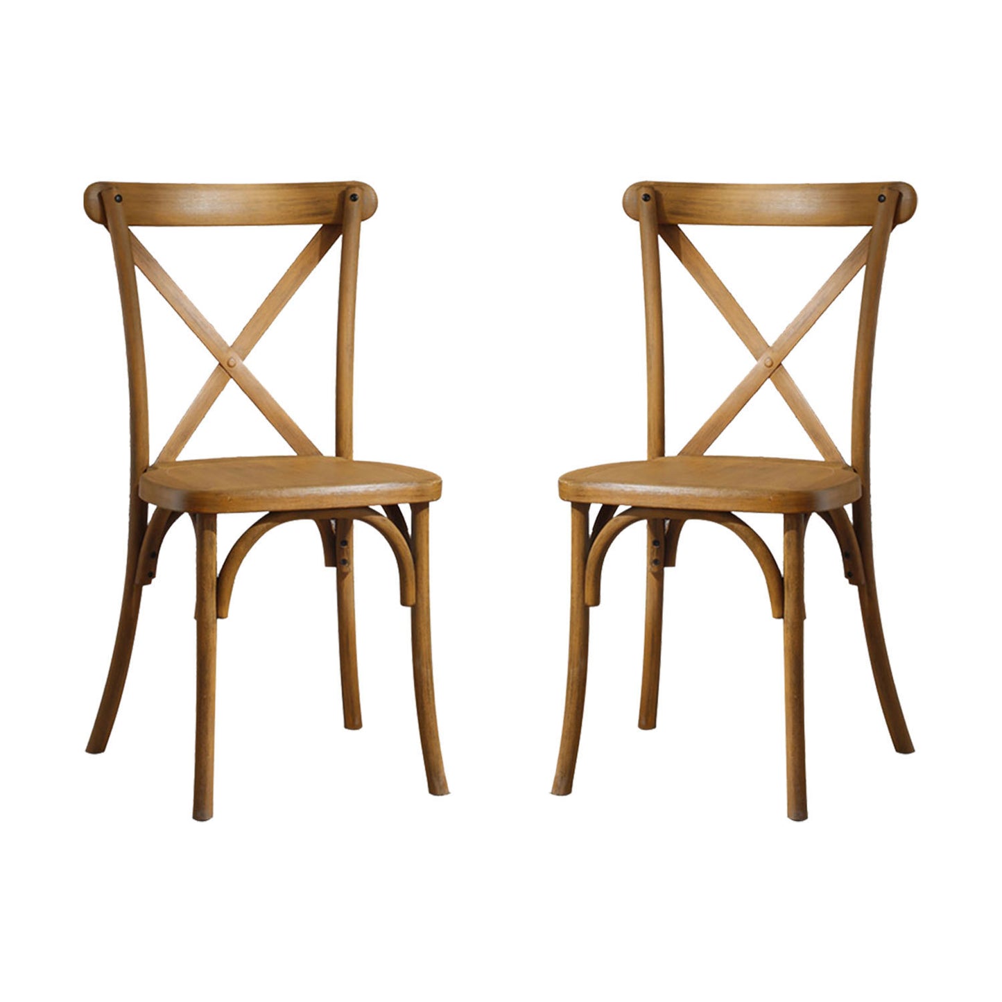 2-Pack Resin X-Back Chair Dining Chair Furniture 2-Pack, Retro Natural Mid Century Chair Modern Farmhouse Cross Back Chair , Natural