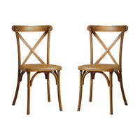 2-Pack Resin X-Back Chair Dining Chair Furniture 2-Pack, Retro Natural Mid Century Chair Modern Farmhouse Cross Back Chair , Natural