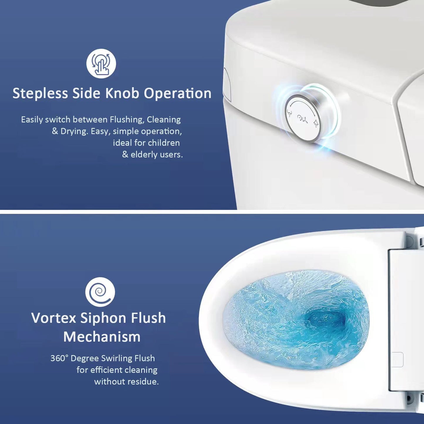 Smart Toilets with  Heated Seat,Auto Flush,AUTO Open&Close,Warm Dryer,Foot Sensor,Night Light,Remote Control