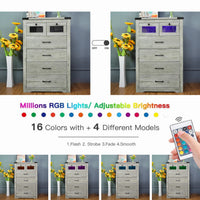 Bedroom wooden dresser, 6 drawers with LED light locker, living room side cabinet, suitable for bedroom, living room, corridor.