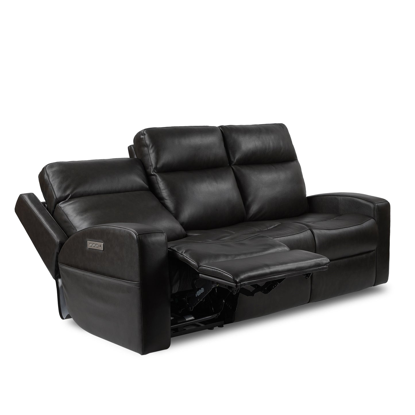 Caleb Triple Power Sofa,Top Grain Leather,Lumbar Support,Adjustable Headrest,Storage Side Pocket,USB & Type C Charger Port - Middle Seat Armless Chair with triple power as Left/Right Arm rec