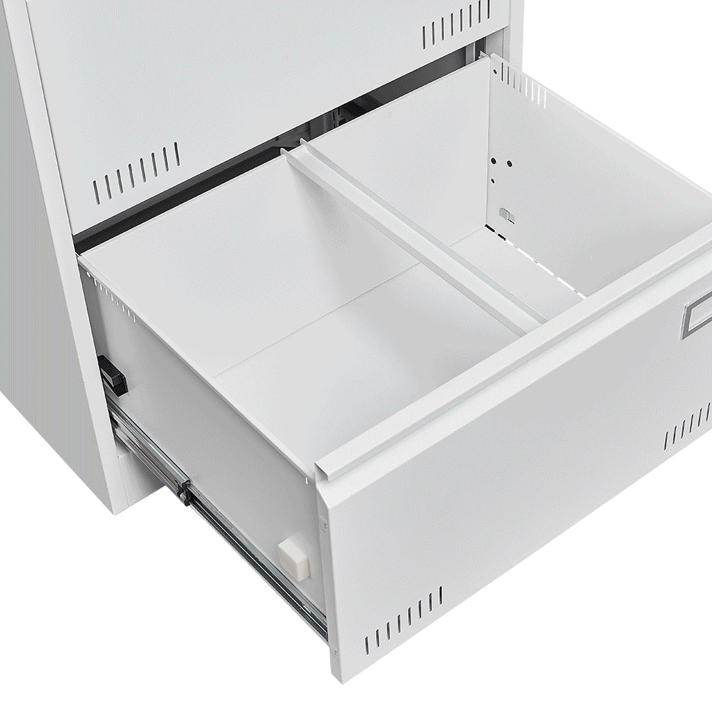 Filing Cabinet Lateral File Cabinet 2 Drawer, White Filing Cabinets with Lock, Locking Metal File Cabinets Three Drawer Office Cabinet for Legal/Letter/A4/F4 Home Offic