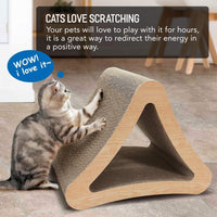 ScratchMe 3-Sided Triangle Cat Scratching Post Scratcher Cardboard, Recycle Corrugated Vertical Cat Board Pads prevents Furniture Damage, Triangular