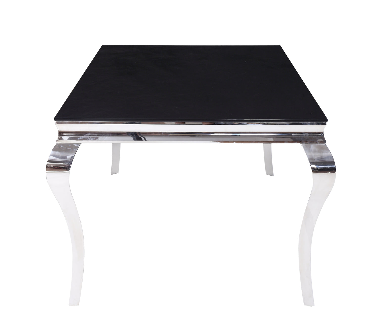 ACME Fabiola Dining Table in Stainless Steel & Black Glass 62070