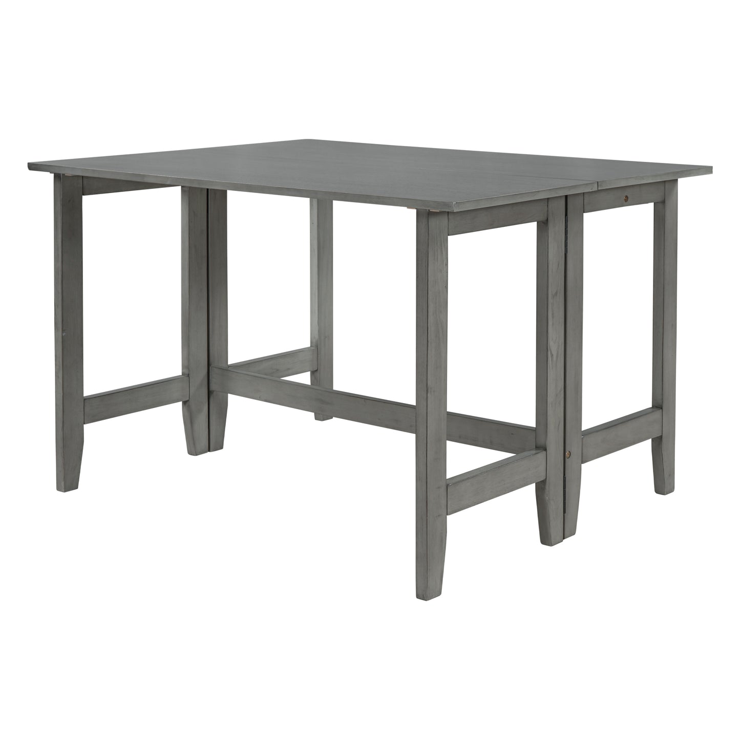 TOPMAX Farmhouse Wood Extendable Dining Table with Drop Leaf for Small Places, Gray