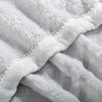 Back Printing Shaved Flannel Plush Blanket, checked Blanket for Bed or Sofa,  80" x 90", Grey ( Set of 2)