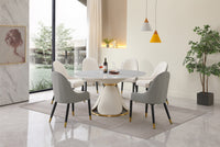 53 inch Modern sintered stone round dining table with stainless steel base with 6 pcs chairs