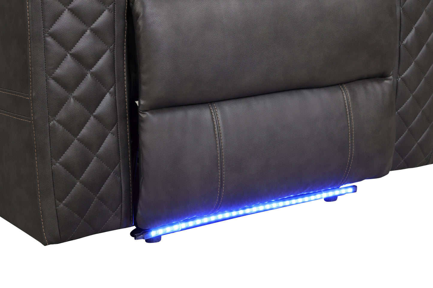 Benz LED & Power Recliner 3 PC Made With Faux Leather in Black