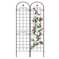 2 Pack Metal Garden Trellis for Climbing Plants Outdoor 86.7'' x 19.7'' Rustproof Plant Support Rose Trellis Netting Trellis Black