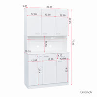 70.87" Tall Wardrobe& Kitchen Cabinet, with 6-Doors, 1-Open Shelves and 1-Drawer for bedroom,White