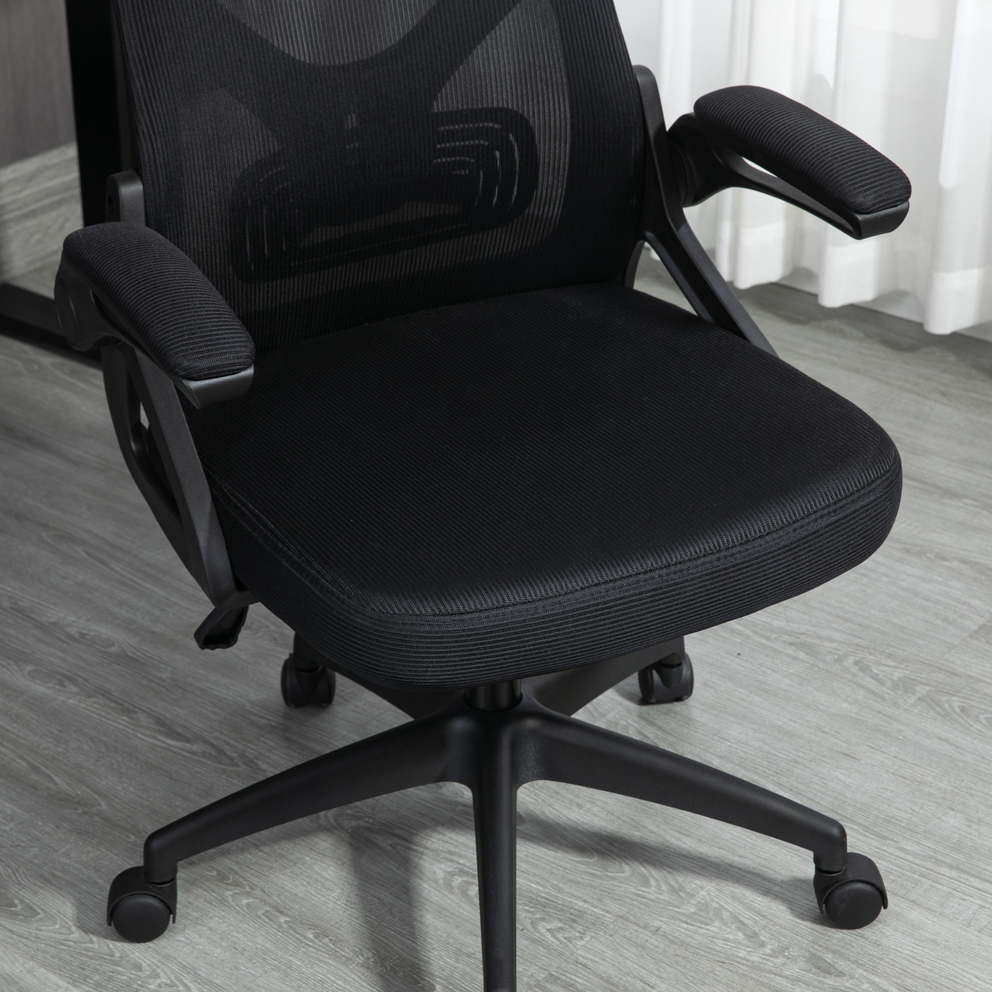 Ergonomic Office Desk Chair with wheels High Back Computer Task Chair Home Mesh Swivel Desk Chair with Adjustable Back Height & Flip up Arms & Lumbar Support & Headrest for Home/Study/Working(Black)