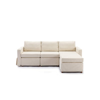 3 Seat Module Sectional Sofa Couch With 1 Ottoman,Seat Cushion and Back Cushion Removable and Washable,Cream