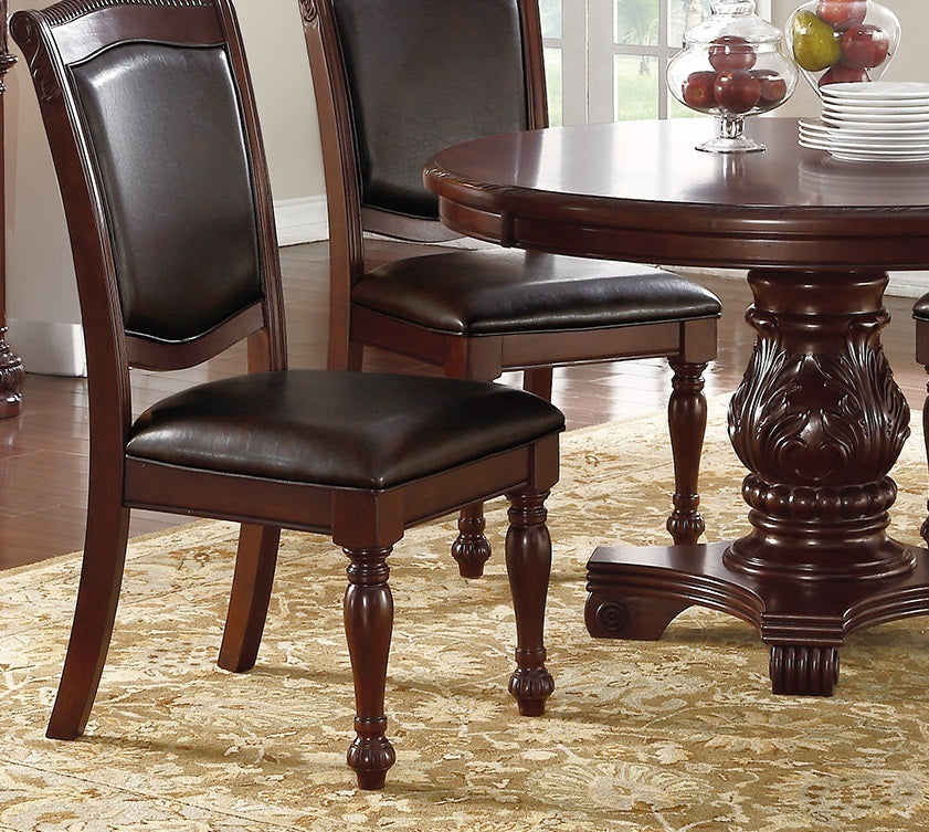 Majestic Royal Dining Room Table w Leaf 2x Arm Chairs And 6x Side Chairs Brown 9pc Set Rubberwood Dining Table Double Pedestal Base Rectangle Table