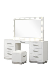 Coco King 5 Pc Vanity LED Bedroom Set Made With Vanity in Milky White