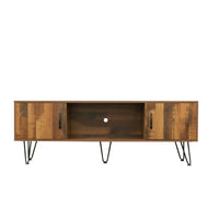 TV Media Stand, 60 inch Wide , Modern Industrial, Living Room Entertainment Center, Storage Shelves and Cabinets, for Flat Screen TVs up to 65 inches in Natural