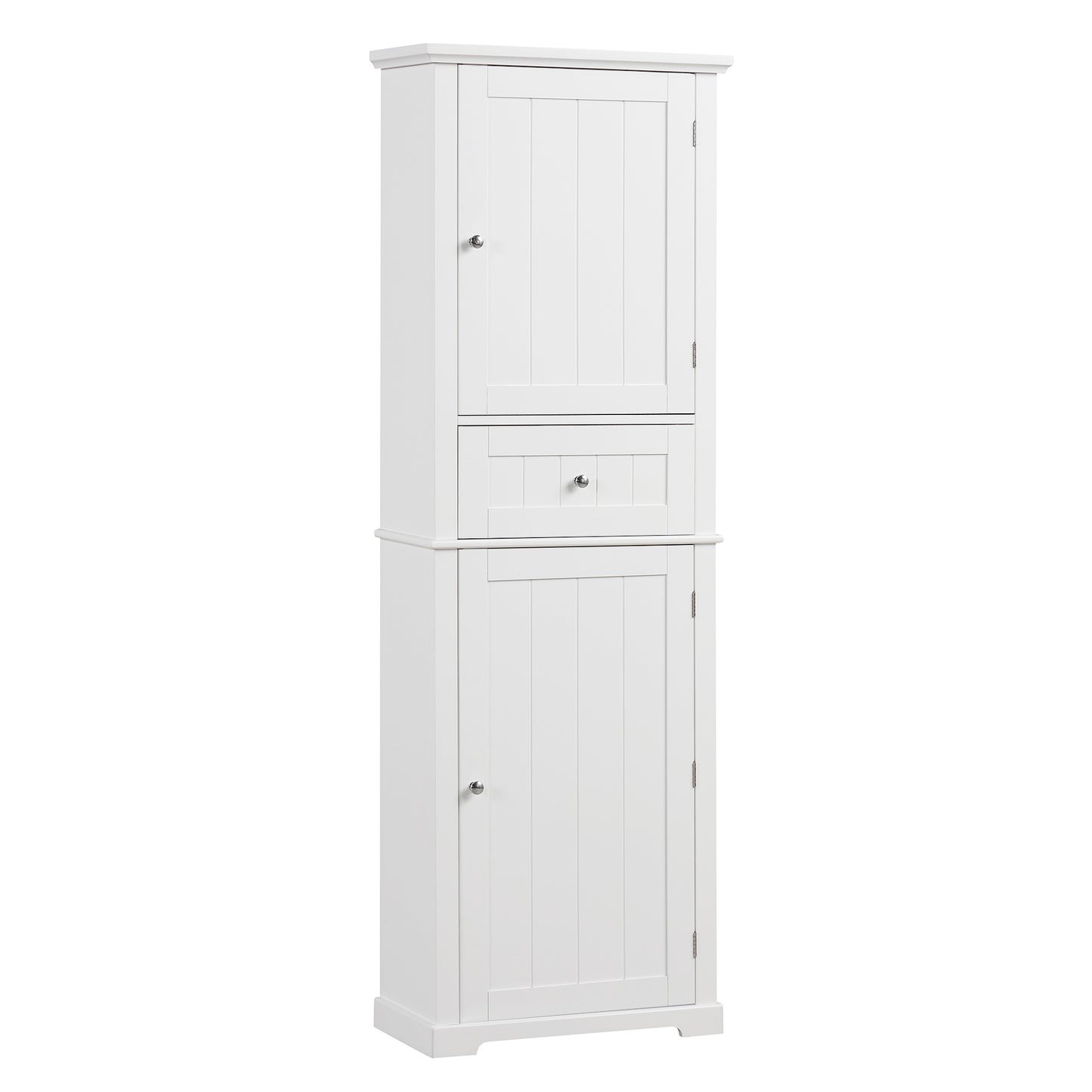 Tall Bathroom Storage Cabinet, Freestanding Storage Cabinet with Drawer and Adjustable Shelf, MDF Board with Painted Finish, White