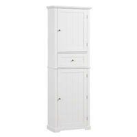 Tall Bathroom Storage Cabinet, Freestanding Storage Cabinet with Drawer and Adjustable Shelf, MDF Board with Painted Finish, White