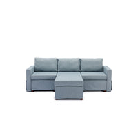 3 Seat Module Sectional Sofa Couch With 1 Ottoman,Seat Cushion and Back Cushion Removable and Washable,Light Blue