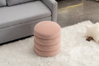 006-Soft Velvet  Round Ottoman Footrest Stool,Pink