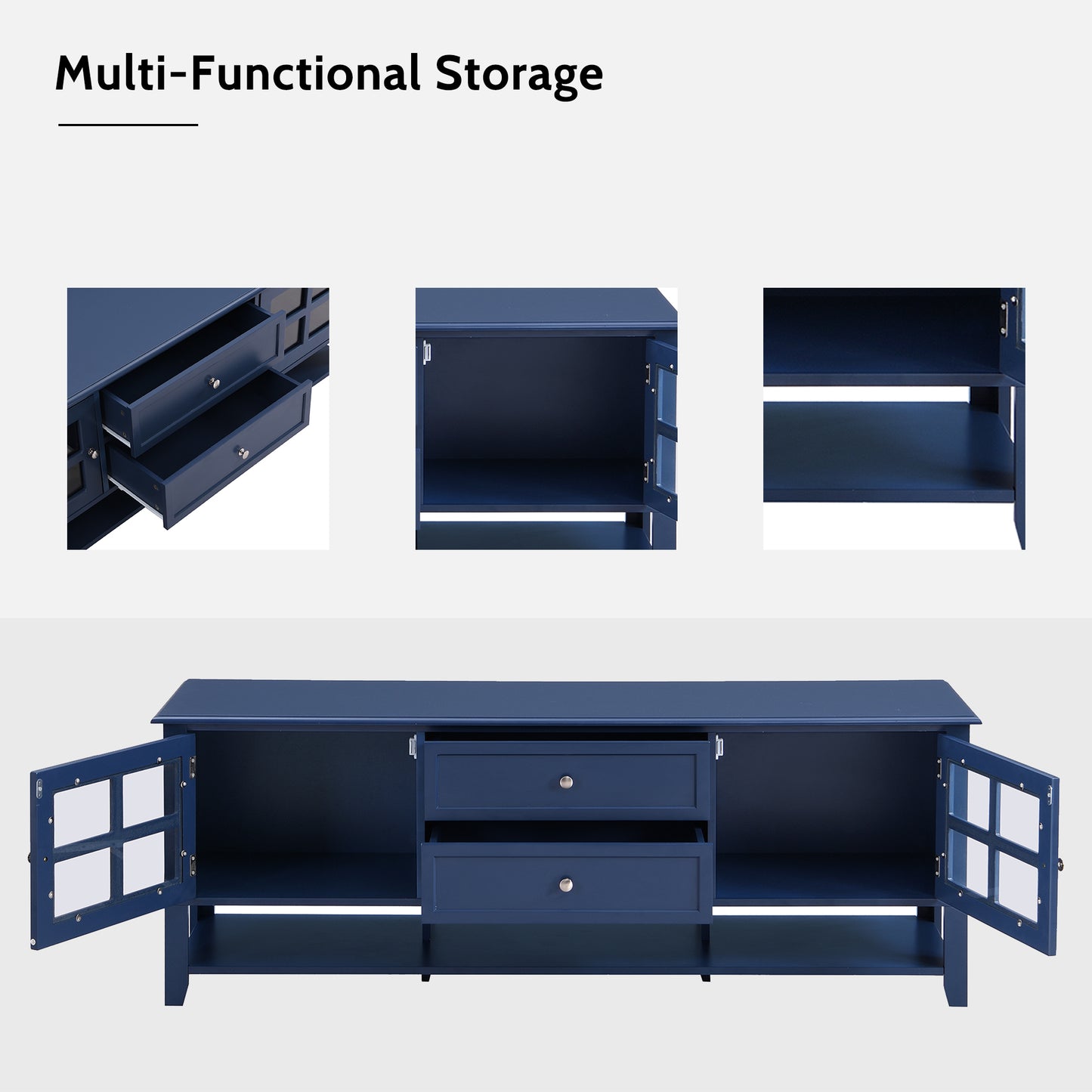 TV Stand for TVs up to 60'', Entertainment Center with Multifunctional Storage Space, TV Cabinet with Modern Design, Media Console for Living Room, Bedroom