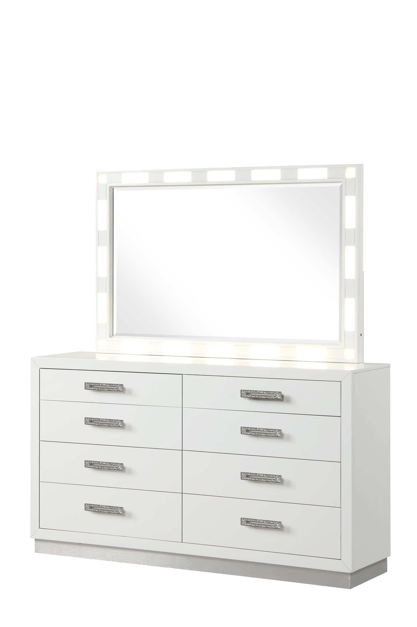 Coco King 5 Pc LED Bedroom Set Made with Wood in Milky White