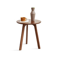 Round End Table- Small End Table Side Table Coffee Table Bedside Table Night Stand for Living Room Bedroom & Balcony, 100% Natural Solid Oak Wood Easy to Assemble